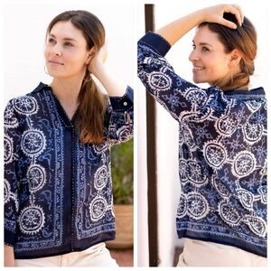 Dolma Top Womens Size Small Lyra Collar Gauze embroidered Paisley Boho popover